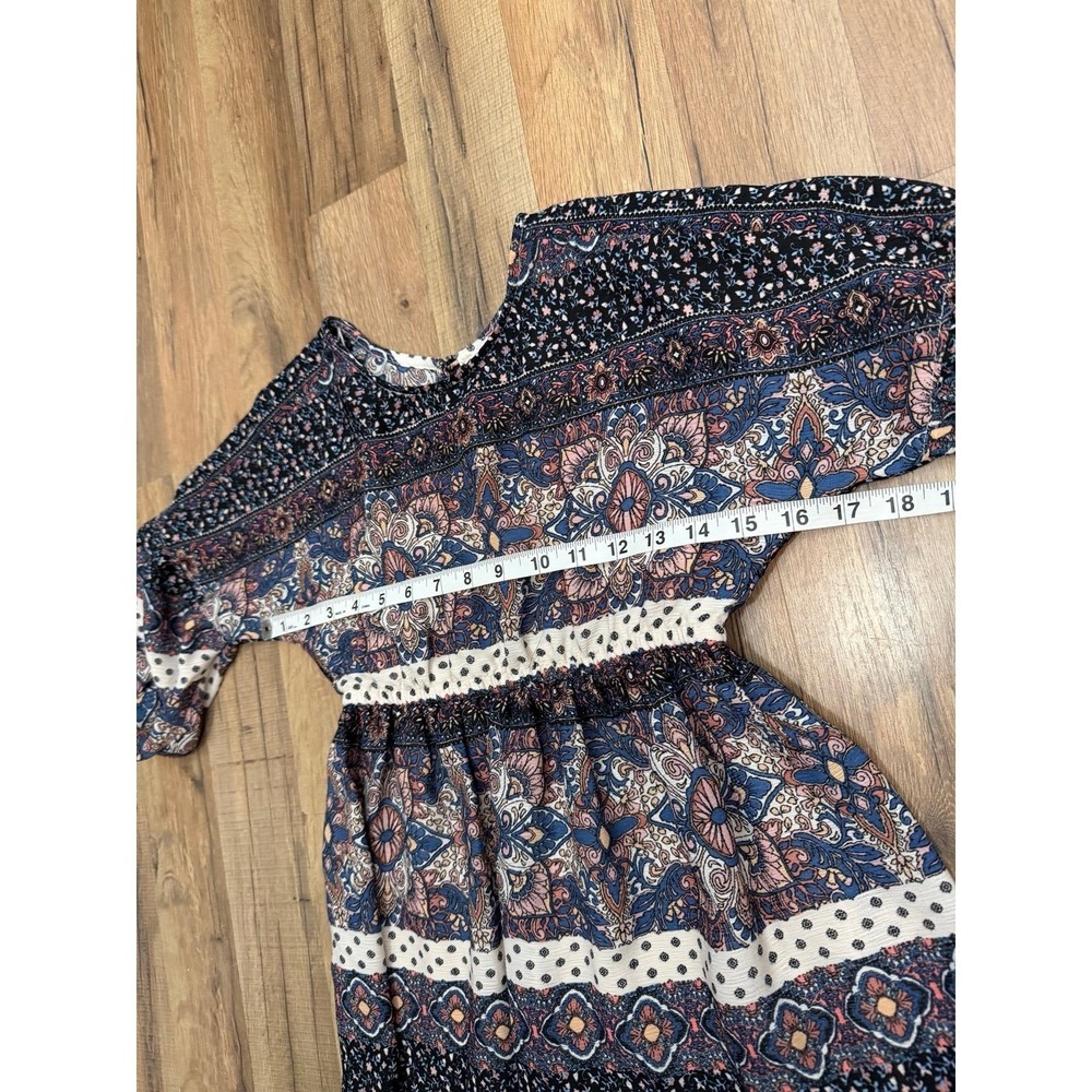 GB Girls Boho Floral Dress Size M Long Sleeve Smocked Waist Cute - Picture 8 of 10